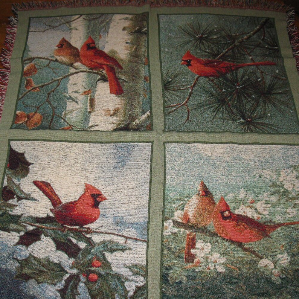 Cardinal cotton throw blanket
